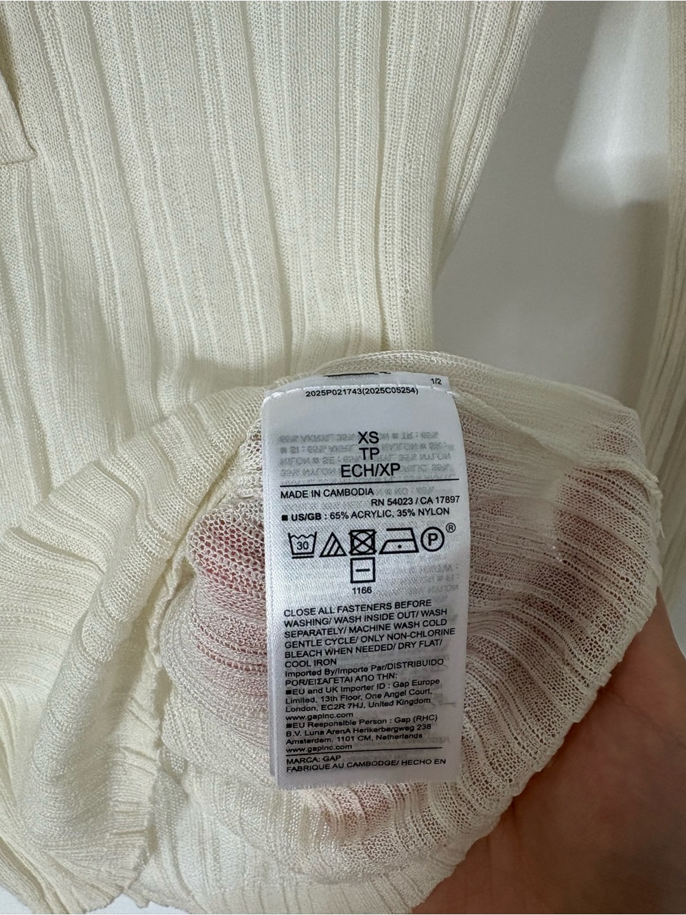 Gap Sheer Rib Henley Sweater Chino Beige Size XS - Picture 5 of 5